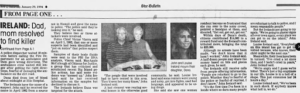 A newspaper clipping from the Star Bulletin expressing the Irelands determination to find their daughters killer.