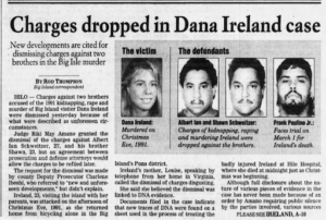 An article by Rod Thompson explaining the charges dropped against the three men in Dana Ireland’s case.
