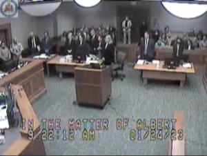 Screenshot of footage from Ian’s January 2023 hearing.